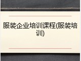 服装企业培训课程(服装培训)