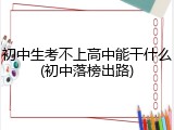 初中生考不上高中能干什么(初中落榜出路)
