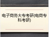 电子商务大专考研(电商专科考研)