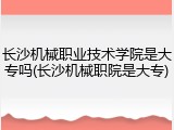 长沙机械职业技术学院是大专吗(长沙机械职院是大专)