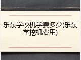 乐东学挖机学费多少(乐东学挖机费用)