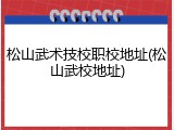 松山武术技校职校地址(松山武校地址)