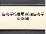 自考学校费用查询(自考学费查询)