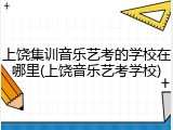 上饶集训音乐艺考的学校在哪里(上饶音乐艺考学校)