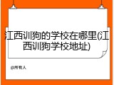 江西训狗的学校在哪里(江西训狗学校地址)