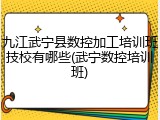九江武宁县数控加工培训班技校有哪些(武宁数控培训班)