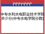 中专水利水电职业技术学院多少分(中专水电学院分数)