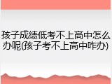 孩子成绩低考不上高中怎么办呢(孩子考不上高中咋办)