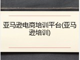 亚马逊电商培训平台(亚马逊培训)