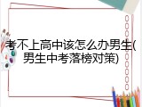 考不上高中该怎么办男生(男生中考落榜对策)