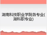 湖南科技职业学院各专业(湖科职专业)