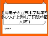 上海电子职业技术学院单招多少人("上海电子职院单招人数")