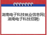 湖南电子科技就业信息网(湖南电子科技招聘)