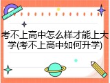 考不上高中怎么样才能上大学(考不上高中如何升学)