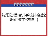 沈阳动漫培训学校排名(沈阳动漫学校排行)