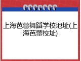 上海芭蕾舞蹈学校地址(上海芭蕾校址)