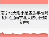南宁北大附小是贵族学校吗初中生(南宁北大附小贵族初中)