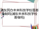 浦东民办未来科技学校是寄宿制吗(浦东未来科技学校寄宿吗)