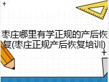 枣庄哪里有学正规的产后恢复(枣庄正规产后恢复培训)