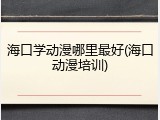 海口学动漫哪里最好(海口动漫培训)