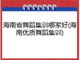 海南省舞蹈集训哪家好(海南优质舞蹈集训)