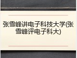 张雪峰讲电子科技大学(张雪峰评电子科大)