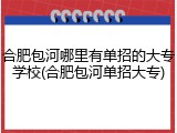 合肥包河哪里有单招的大专学校(合肥包河单招大专)