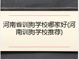 河南省训狗学校哪家好(河南训狗学校推荐)
