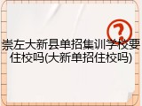 崇左大新县单招集训学校要住校吗(大新单招住校吗)