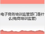 电子商务培训监管部门是什么(电商培训监管)