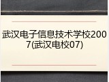 武汉电子信息技术学校2007(武汉电校07)