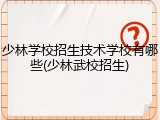 少林学校招生技术学校有哪些(少林武校招生)