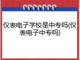 仪表电子学校是中专吗(仪表电子中专吗)
