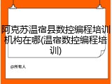 阿克苏温宿县数控编程培训机构在哪(温宿数控编程培训)