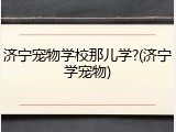 济宁宠物学校那儿学?(济宁学宠物)