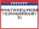 郑州电子商务职业学院是哪个区(郑州电商职院在哪个区)