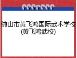 佛山市黄飞鸿国际武术学校(黄飞鸿武校)