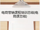 电商营销课程培训总结(电商课总结)