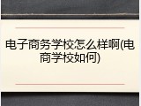 电子商务学校怎么样啊(电商学校如何)