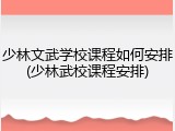 少林文武学校课程如何安排(少林武校课程安排)