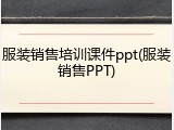 服装销售培训课件ppt(服装销售PPT)