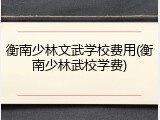 衡南少林文武学校费用(衡南少林武校学费)