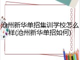 沧州新华单招集训学校怎么样(沧州新华单招如何)