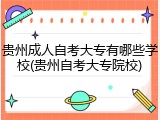 贵州成人自考大专有哪些学校(贵州自考大专院校)