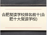 合肥复读学校排名前十(合肥十大复读学校)