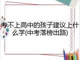 考不上高中的孩子建议上什么学(中考落榜出路)