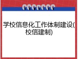 学校信息化工作体制建设(校信建制)