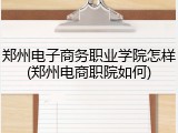 郑州电子商务职业学院怎样(郑州电商职院如何)