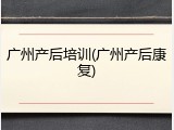 广州产后培训(广州产后康复)