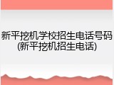 新平挖机学校招生电话号码(新平挖机招生电话)